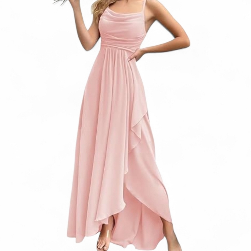 NEW WEAR YOUR LOVE MAXI DRESS LIGHT PINK The veil dress with a short ruffled lin